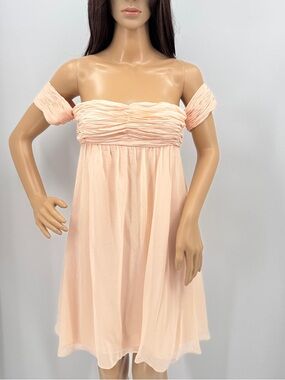 Rachel Zoe Melinda Coquette 100% Silk Chiffon Off Shoulder Party Cocktail Dress